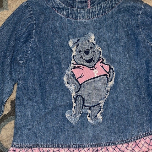 Vintage Winnie the Pooh Disney Kids Denim Shirt with Pink Stitching size 5t - Picture 2 of 5
